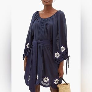 Innika Choo Frida Burds Navy Peony Dress
